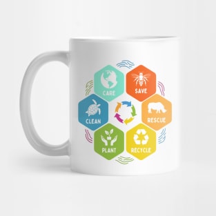 Save Bees Rescue Animals Recycle Plastic Earth Day 2024 Mug